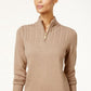 Karen Scott Women's Marled-Knit Quarter-Zip Sweater Brown Size Medium