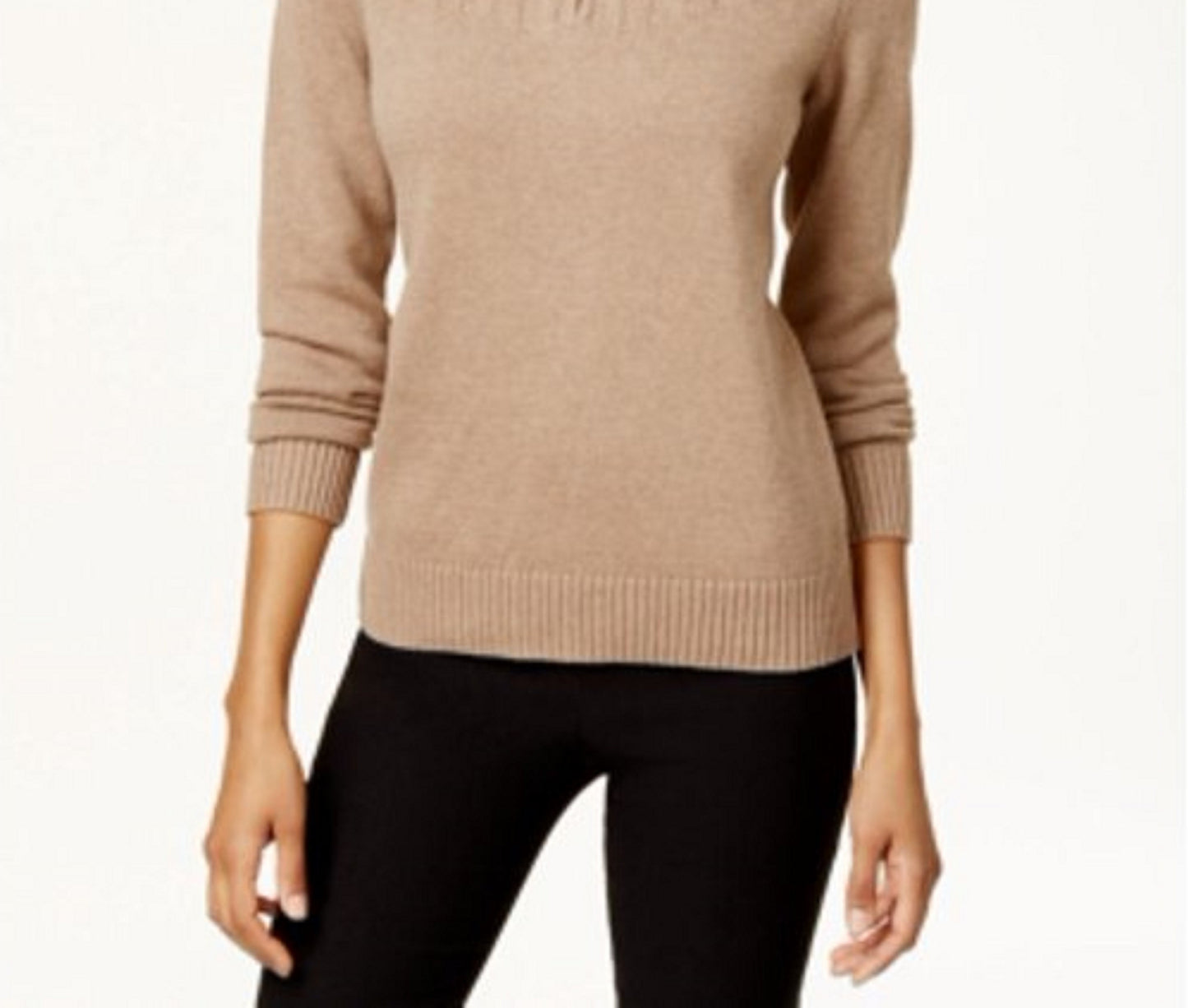 Karen Scott Women's Marled-Knit Quarter-Zip Sweater Brown Size Medium
