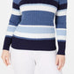Karen Scott Women's Cotton Striped Cable Knit Sweater Blue Size Petite Medium