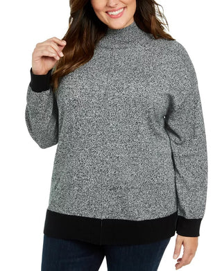 Karen Scott Women's Plus Size Mock Neck Cotton Sweater Charcoal Size 2X