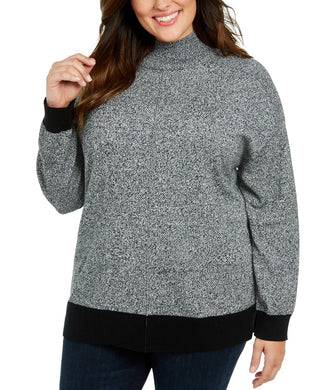 Karen Scott Women's Plus Size Mock Neck Cotton Sweater Charcoal Size 3X