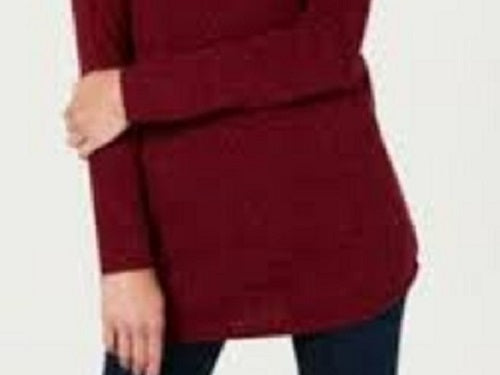 Karen Scott Women's Textured Tunic Sweater Red Size Large