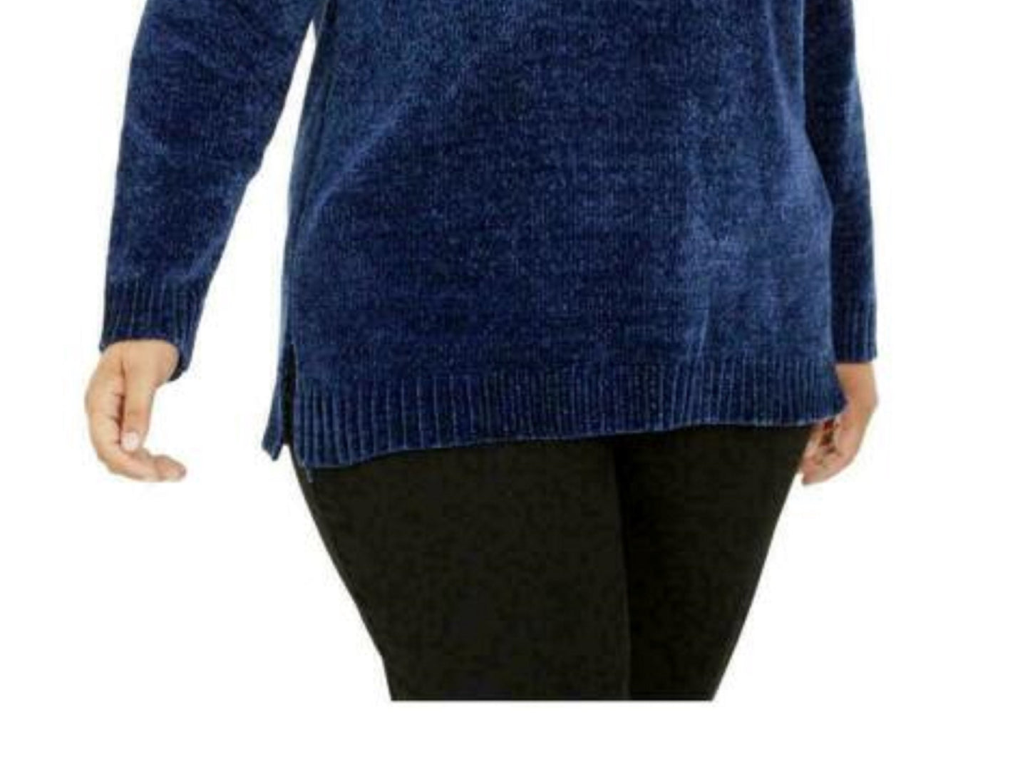 Karen Scott Women's V-Neck Chenille Sweater Dark Blue Size Extra Large