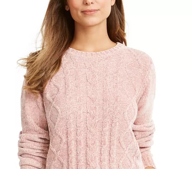 Karen Scott Women's Cable-Knit Chenille Sweater Pink Size XX-Large