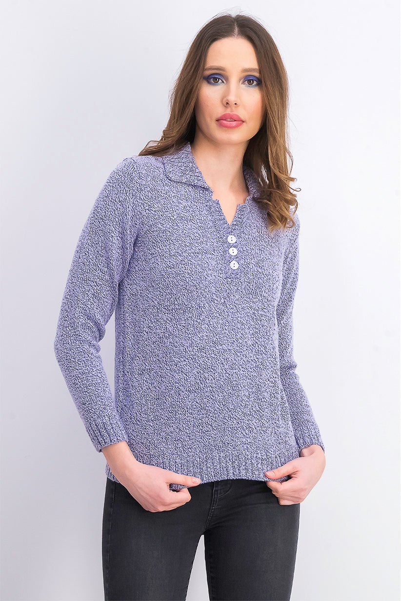 Karen Scott Women's Petite Point-Collar Sweater Purple Size Petite