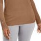 JM Collection Women's Button-Sleeve Crew-Neck Sweater Blue Size Extra Large