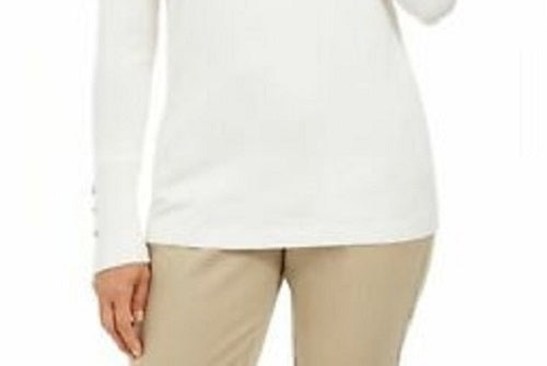 JM Collection Women's Stud-Sleeve Pullover Turtleneck Sweater Natural Size X-Large