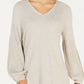 Style & Co Women's Bishop-Sleeve Tunic Sweater Beige Size Large