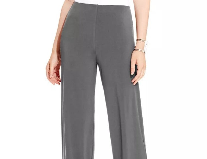Alfani Women's Petite Knit Wide-Leg Pant Dark Gray Size Petite