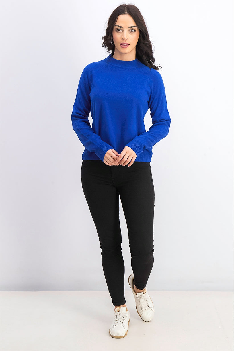 Karen Scott Women's Zip-Back Mock-Neck Sweater Navy Size X-Large