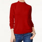 Karen Scott Women's Zip-Back Mock-Neck Sweater  Red Size X-Small