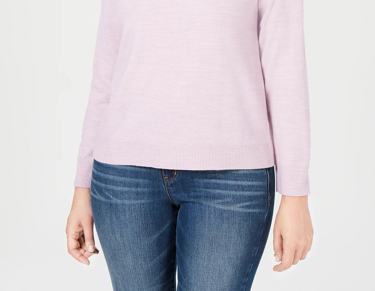 Karen Scott Women's Zip Back Mock Neck Sweater Pink Size Large