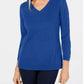 Karen Scott Women's V Neck Sweater Navy Size Petite Small