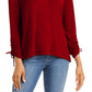 Style & Co Women's Drawstring Tie-Cuff Top Dark Red Size Large
