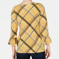 Charter Club Women's Petite Plaid Bell-Sleeve Top Gold Size Petite