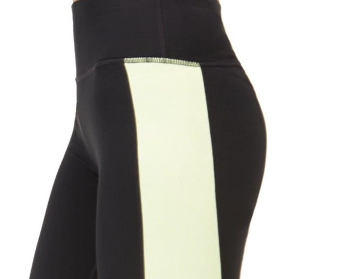 Ideology Women's Colorblocked Cropped Leggings Color Barbell Lime Gold Size XX-Large