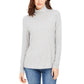 Charter Club Women's Heathered Ribbed Turtleneck Top Gray Size Large