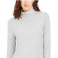 Charter Club Women's Heathered Ribbed Turtleneck Top Gray Size Large