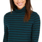 Charter Club Women's Striped Turtleneck Top Dark Green Size Small
