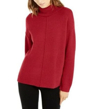 Alfani Women's Dropped-Shoulder Turtleneck Medium Red Size Medium