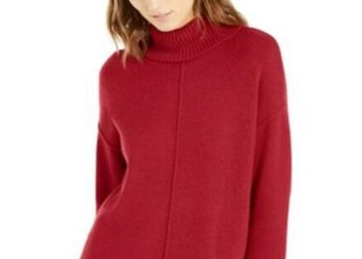 Alfani Women's Dropped-Shoulder Turtleneck Medium Red Size Medium