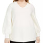 Alfani Women's Plus Size Ottoman-Stitch Sweater White Size 1X