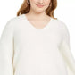 Alfani Women's Plus Size Ottoman-Stitch Sweater White Size 1X