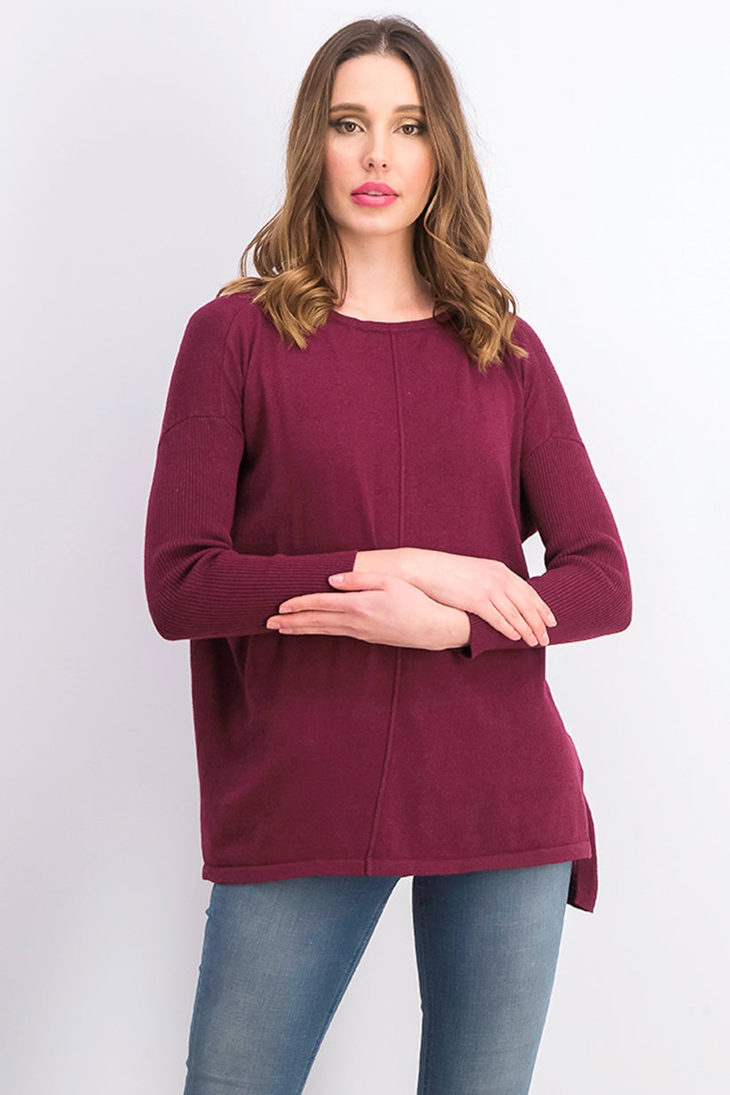 Style & Co Women's Seam-Front Tunic Sweater Med Purple Size Medium