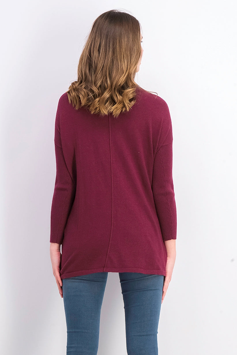 Style & Co Women's Seam-Front Tunic Sweater Med Purple Size Medium