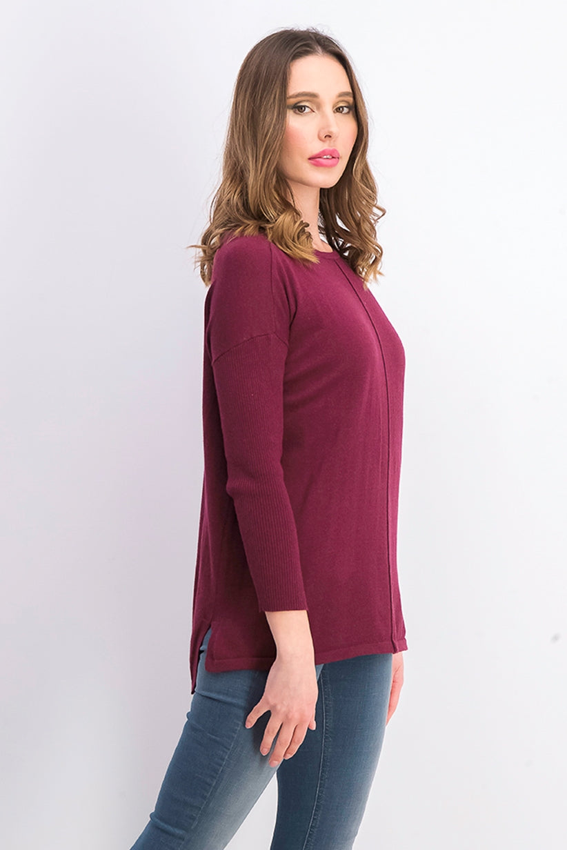 Style & Co Women's Seam-Front Tunic Sweater Med Purple Size Medium