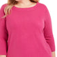Karen Scott Women's Bateau Neck Long Sleeve Sweater Pink Size X-Small