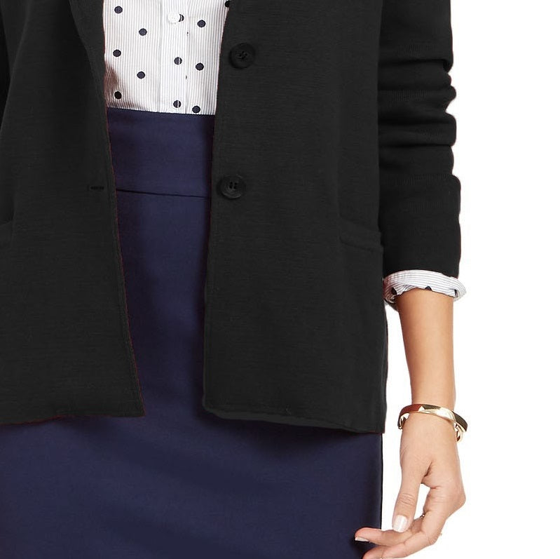 Charter Club Women's Sweater Blazer Jacket Black Size Small