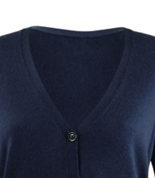 Charter Club Women's Merino Wool V-Neck Cardigan Blue Size Medium