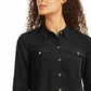 Charter Club Women's Two-Pocket Shirt Black Size Medium