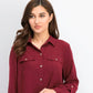 Charter Club Women's Two-Pocket Shirt Wine Size Large