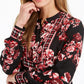 Charter Club Women's Printed Banded-Collar Blouson Top Red Size Medium