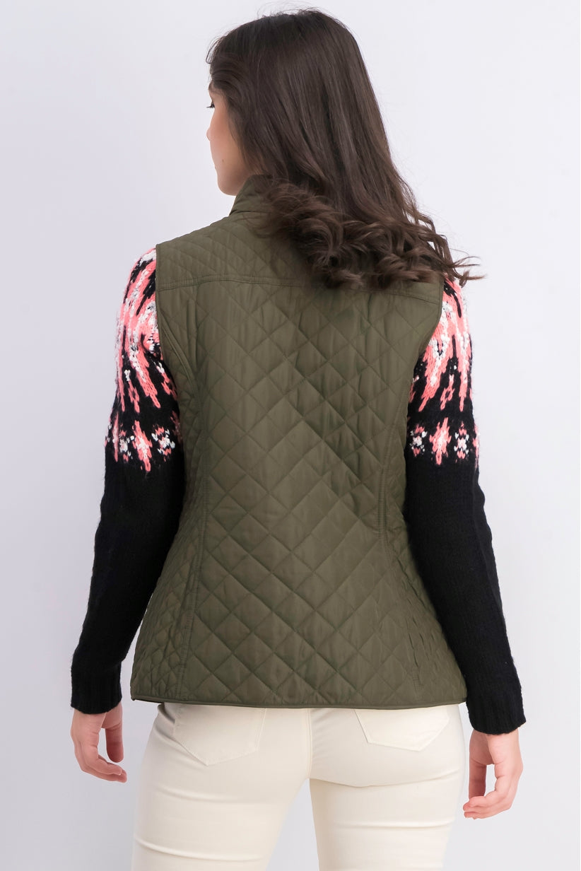 Charter Club Women's Quilted Stand-Collar Vest Dark Green Size Large