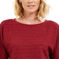 Charter Club Women's Textured Tie Cuff Top Wine Size Large