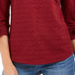 Charter Club Women's Textured Tie Cuff Top Wine Size Large