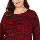 Style & Co Women's Bell Sleeve Marled Knit Sweater Red Size Small