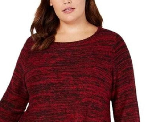 Style & Co Women's Bell Sleeve Marled Knit Sweater Red Size Extra Small