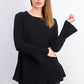 Style & Co Women's Ruffle Hem Knit Sweater Black Size Extra Small