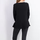 Style & Co Women's Ruffle Hem Knit Sweater Black Size Extra Small