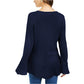 Style & Co Women's Ruffle Hem Knit Sweater Navy Size X-Small