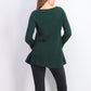 Style & Co Women's Ruffle Hem Knit Sweater Dark Green Size Medium
