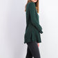 Style & Co Women's Ruffle Hem Knit Sweater Dark Green Size Medium