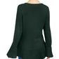 Style & Co Women's Ruffle Hem Knit Sweater Dark Green Size X-Small