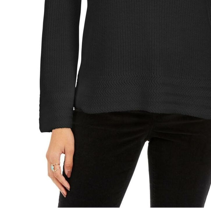 Style & Co Women's Boxy Knit Pullover Sweater Black Size X-Small