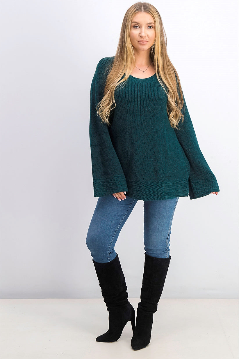 Style & Co Women's Boxy Knit Pullover Sweater Green Size X-Large