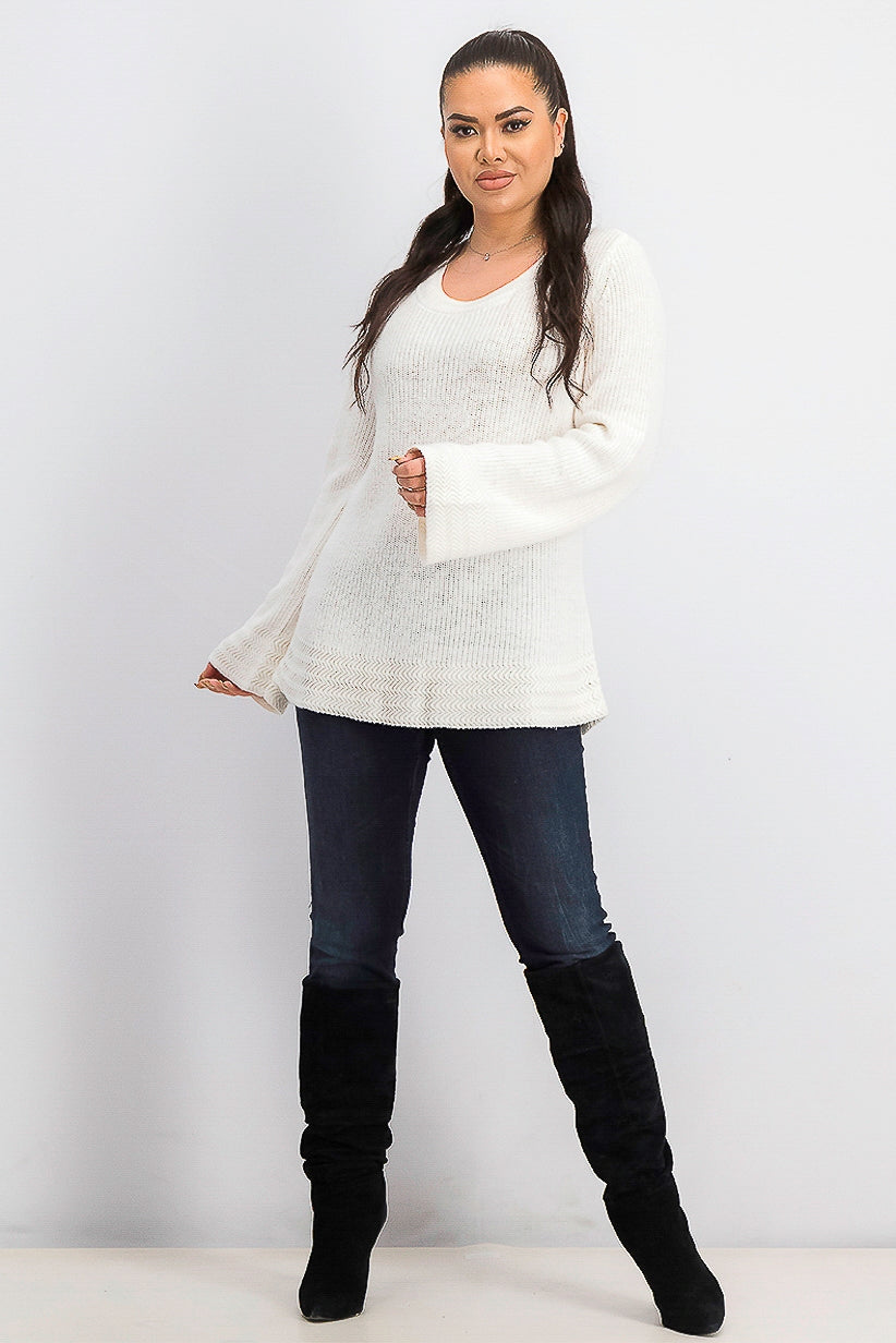 Style & Co Women's Boxy Knit Pullover Sweater White Size Medium